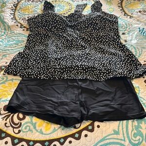 Black and White Polka Dot Bikini Set